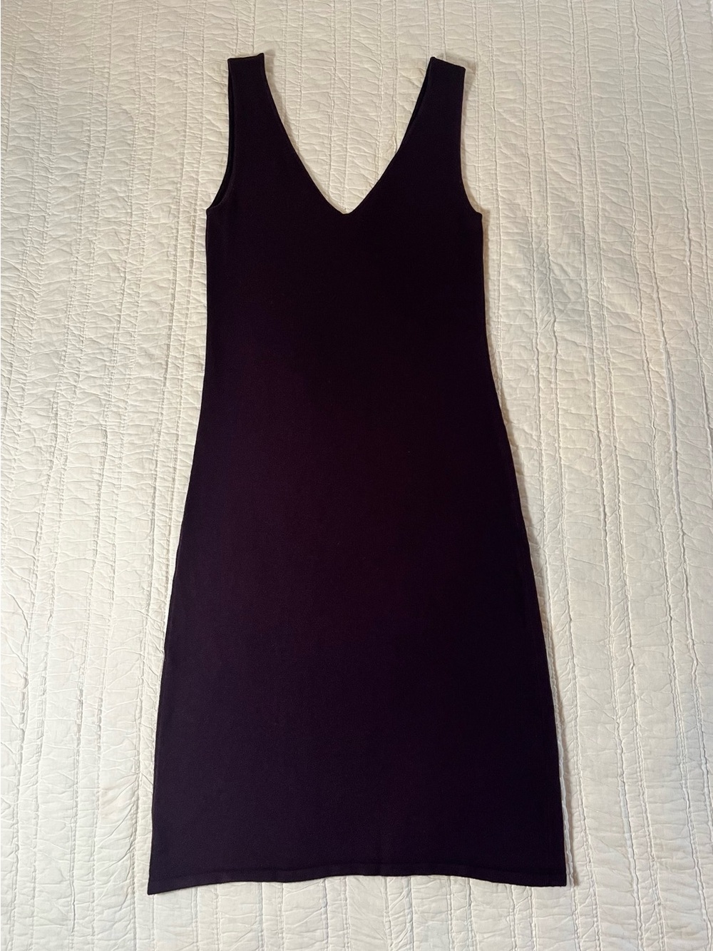 VTG Moda International Silk Cashmere Blend V-Neck Knit Dress Size S Dark Purple